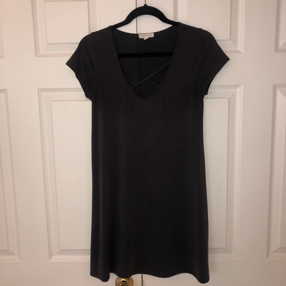 Cross neck t-shirt dress